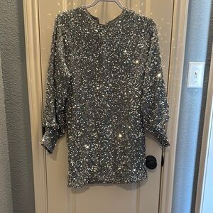 Buddy Love Silver Sequin Mini Dress